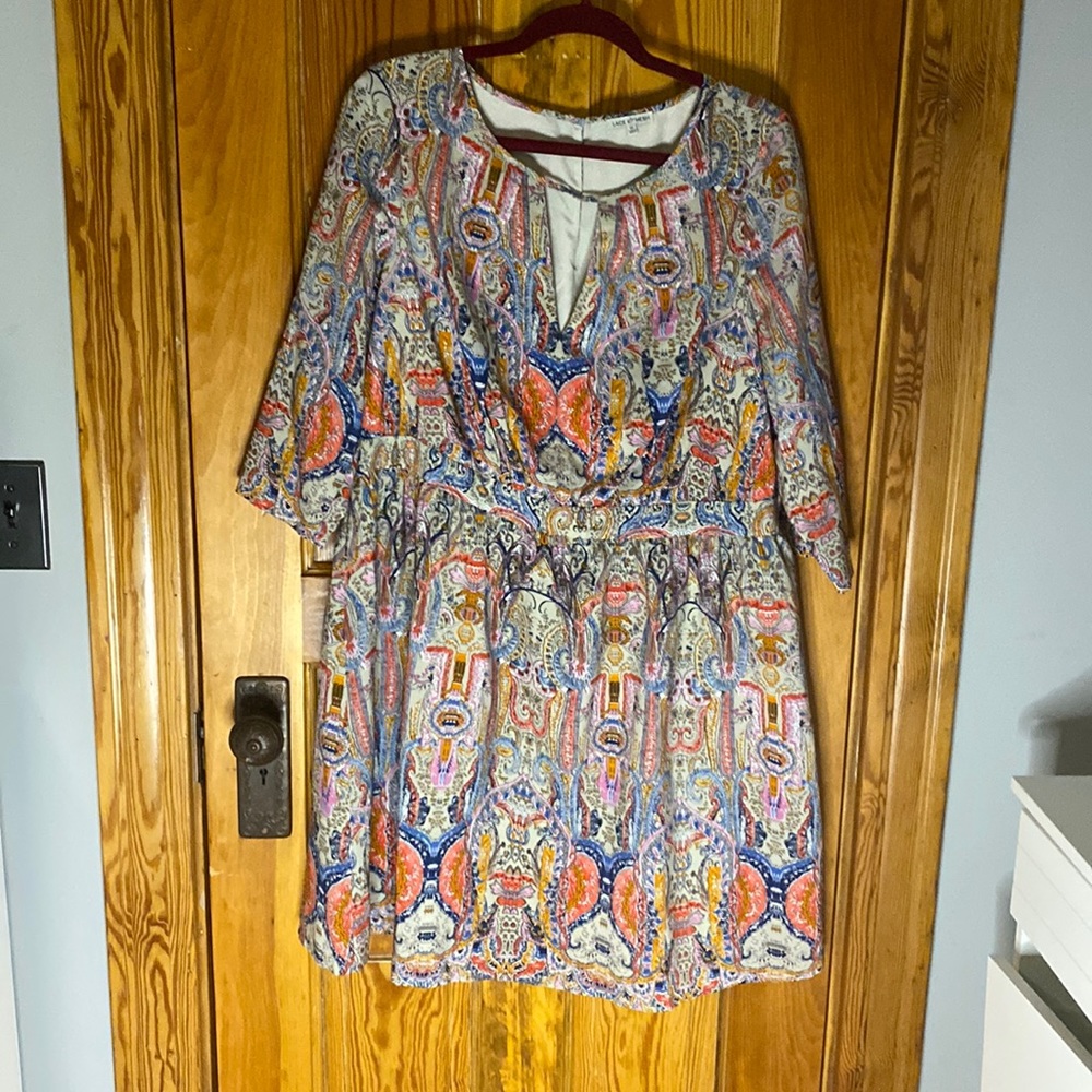 Lace & Mesh Retro Patterned Dress 1X NWOT